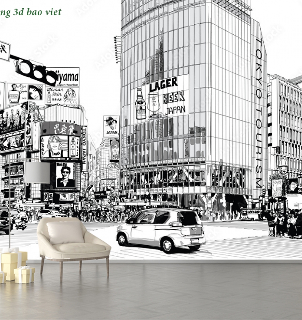 Tranh dán tường cho quán cafe n2026-127