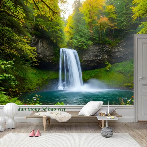 Tranh dán tường thác nước 3d n2026-116