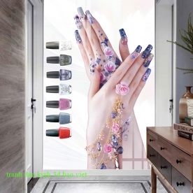 Tranh dán kính 3d 2 mặt cho tiệm nail k464