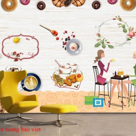 Tranh dán tường cho quán cafe fm544