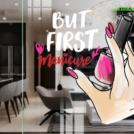 Decal dán kính cao cấp trong suốt 3d cho tiệm nails se167