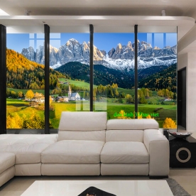 Tranh dán kính 3d 2 mặt phong cảnh m117