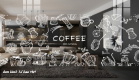 Decal dán kính nghệ thuật 3d cho quán cafe glass197