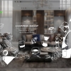Decal dán kính nghệ thuật 3d cho quán cafe glass198