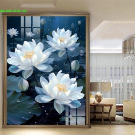 Tranh dán kính 3d 2 mặt hoa sen n2026-194