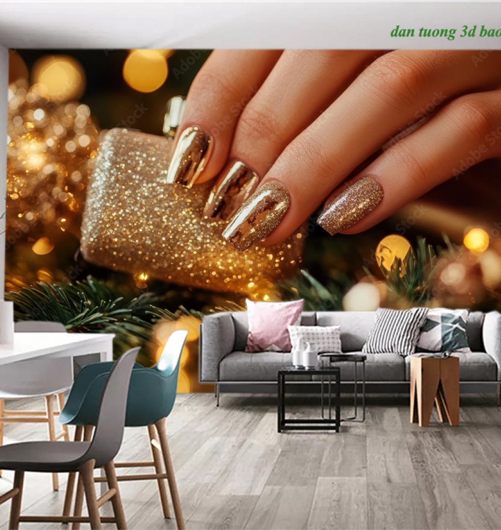 Tranh dán tường 3d tiệm nails spa n2026-165