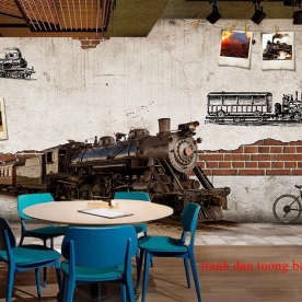 Tranh dán tường cho quán cafe fm547