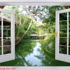Tranh dán tường cửa sổ 3d tr341