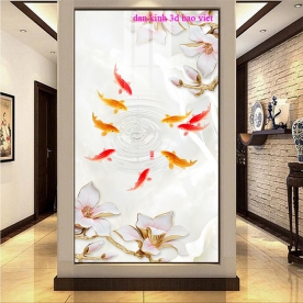 Tranh dán kính 3d 2 mặt giả ngọc k556