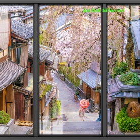 Tranh dán kính 3d 2 mặt phong cảnh Nhật Bản n2004-281
