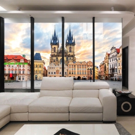 Tranh dán kính 3d 2 mặt phong cảnh thành phố fm608