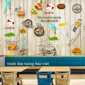 Tranh dán tường cho quán ăn fm549