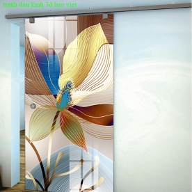 Tranh dán kính 3d 2 mặt hoa sen k505