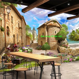 Tranh dán tường 3d cho quán cafe n2003-155