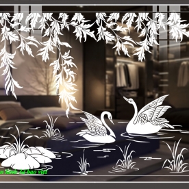 Decal dán kính nghệ thuật 3d trong suốt glass143