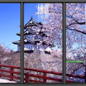 Tranh dán kính 3d 2 mặt phong cảnh Nhật Bản fm612