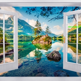 Tranh dán tường cửa sổ 3d m199s