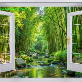 Tranh dán tường cửa sổ 3d n2004-344