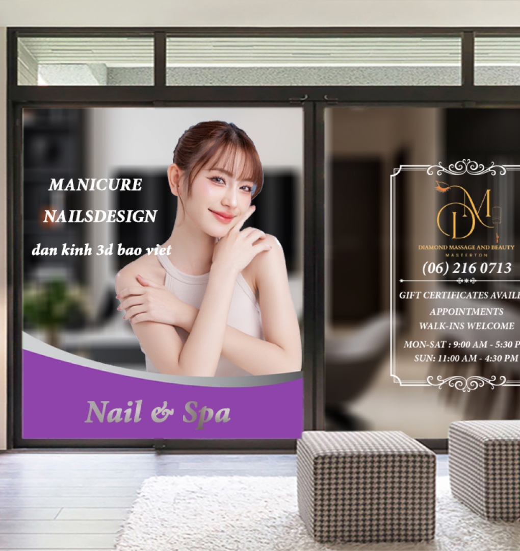 Decal dán kính cao cấp 3d trong suốt nails spa se199