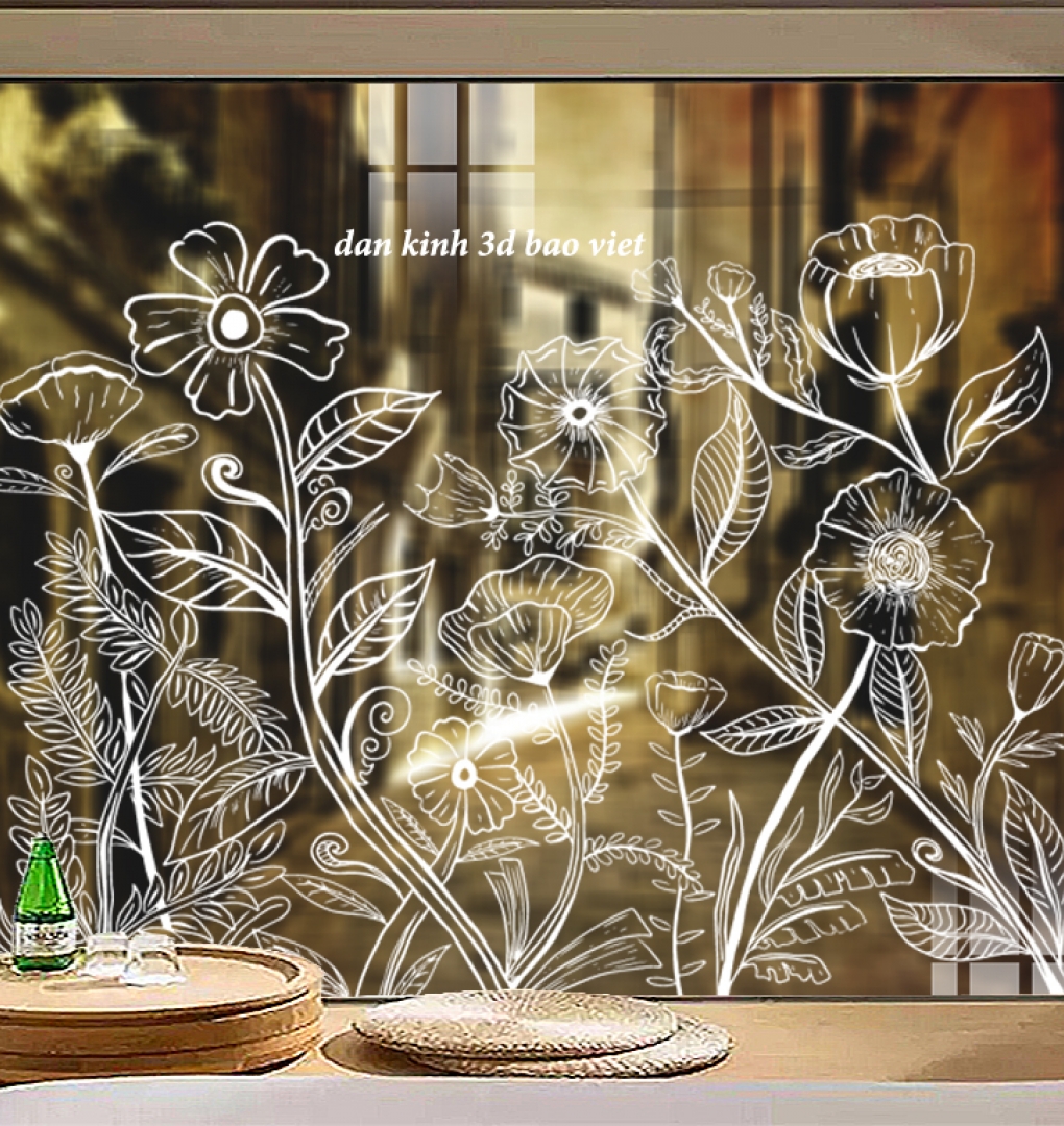 Decal dán kính nghệ thuật 3d trong suốt glass166