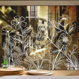 Decal dán kính nghệ thuật 3d trong suốt glass166