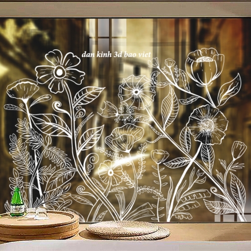 Decal dán kính nghệ thuật 3d trong suốt glass166
