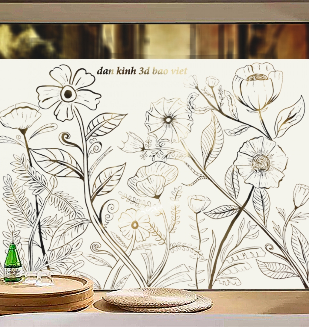 Decal dán kính nghệ thuật mờ glass166s