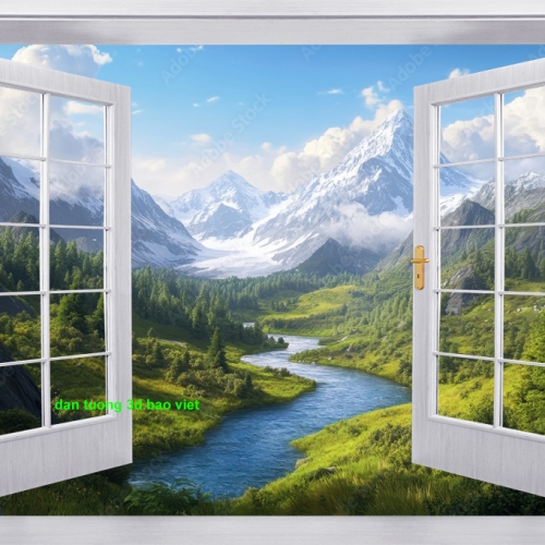 Tranh dán tường cửa sổ 3d n2005-282