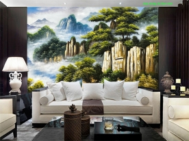 Giấy dán tường phong thủy cho phòng khách ft167