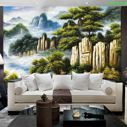 Giấy dán tường phong thủy cho phòng khách ft167