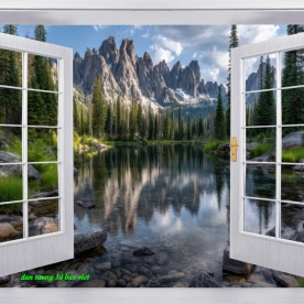 Tranh dán tường cửa sổ 3d k2026-220