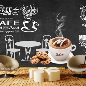 Tranh dán tường cho quán cafe fm468