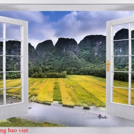 Tranh dán tường cửa sổ 3d m095