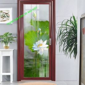 Tranh dán kính 3d 2 mặt hoa sen k515