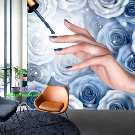 Tranh dán tường 3d tiệm nails k589
