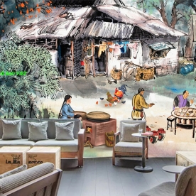 Tranh dán tường cho quán cafe n2004-358