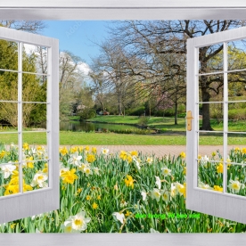 Tranh dán tường cửa sổ 3d n2004-385