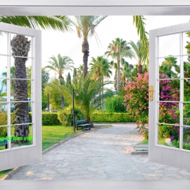 Tranh dán tường cửa sổ 3d n2004-394