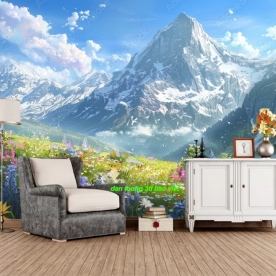 Tranh dán tường sông núi 3d n2004-390