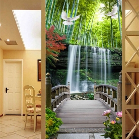 Tranh dán kính 3d thác nước k321