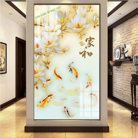 Tranh dán kính 3d 2 mặt giả ngọc k536