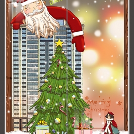 Tranh dán kính 3d 2 mặt giáng sinh noel k525