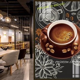 Tranh dán tường 3d cho quán cafe k526