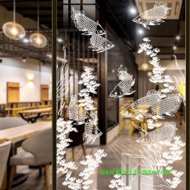 Decal dán kính nghệ thuật trong suốt 3d glass103