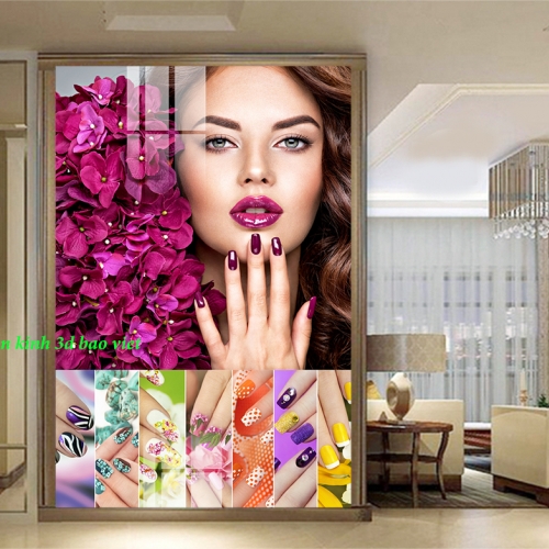 Decal dán kính cao cấp nails070 tiệm spa nail
