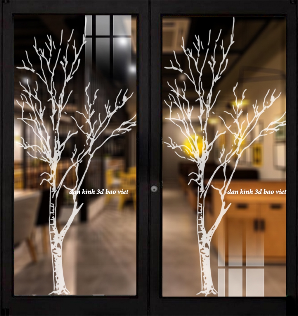 Decal dán kính nghệ thuật 3d trong suốt seglass169