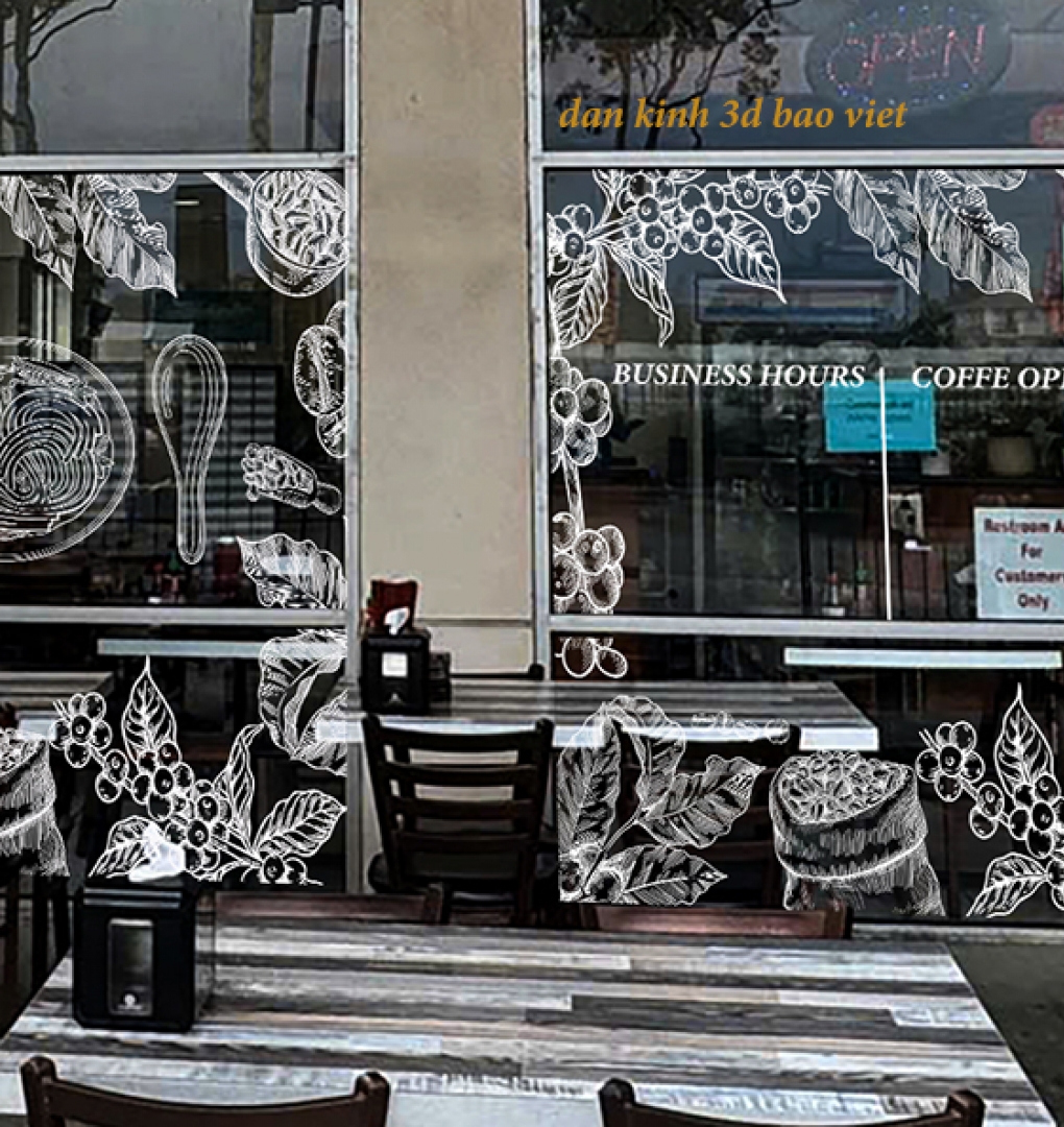 Decal dán kính nghệ thuật glass172 3d trong suốt
