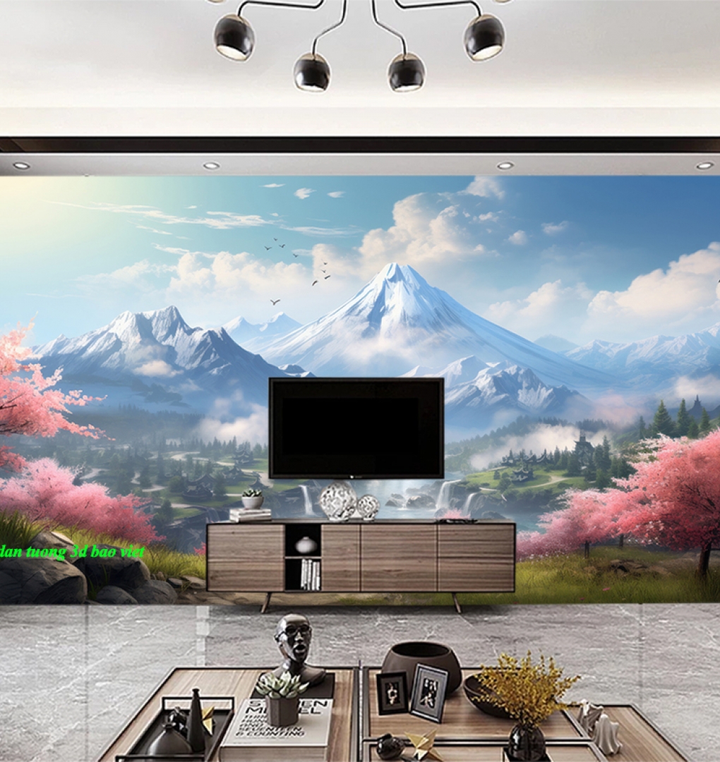 Giấy dán tường phòng khách phong cảnh thiên nhiên m124