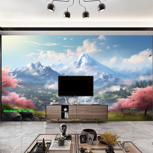Giấy dán tường phòng khách phong cảnh thiên nhiên m124