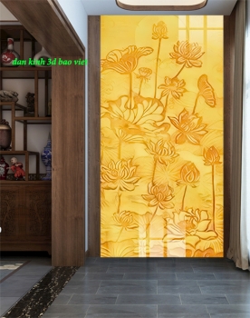 Tranh dán kính 3d 2 mặt hoa sen k607